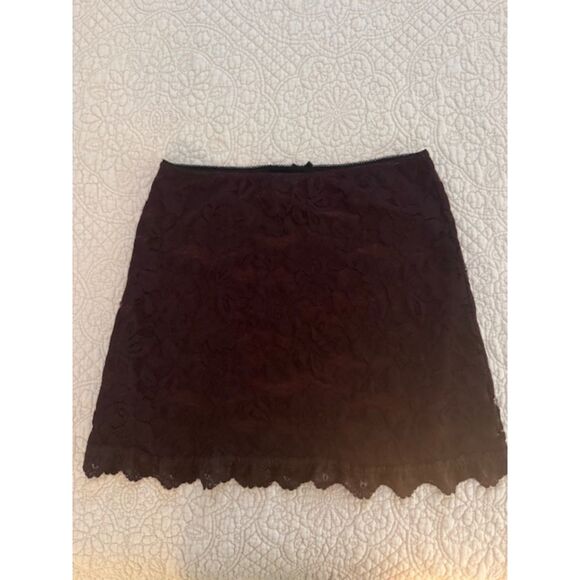 Urban Outfitters Y2K lace overlay mini skirt. Burgundy, Medium, Made in UK. - Picture 2 of 5